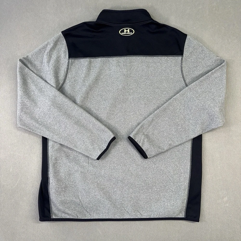 Men's Under Armour ColdGear 1/4 Zip Colorblock Pullover Sweatshirt Gray Size XL
